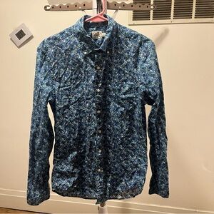 J. Crew Men’s Blue Floral Casual Shirt Slim size Small